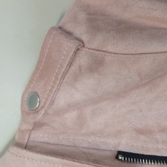 Urban Retro Juniors' Faux Suede Zip Moto Jacket Mauve Medium - Picture 7 of 10